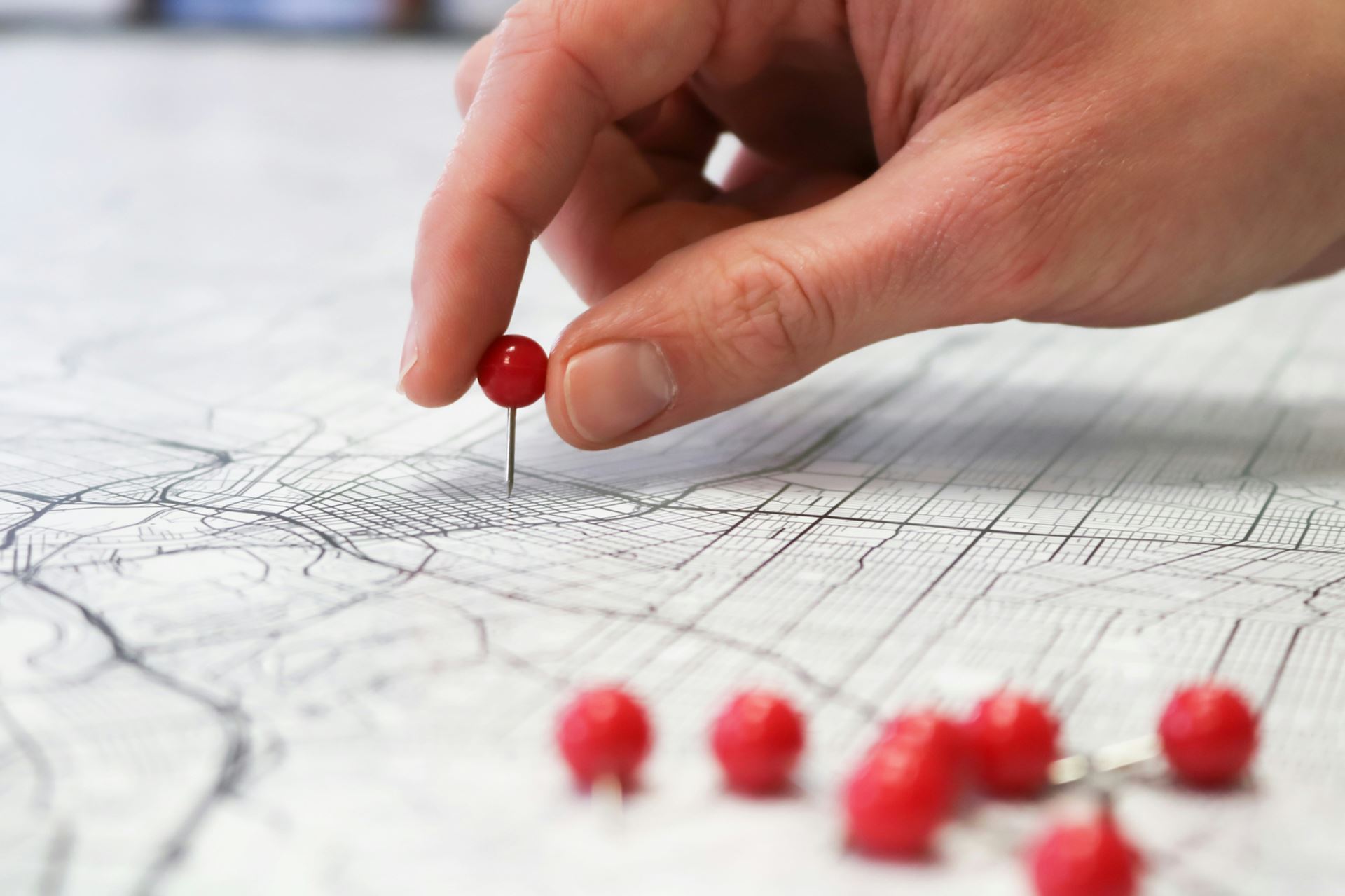 map with a pin location